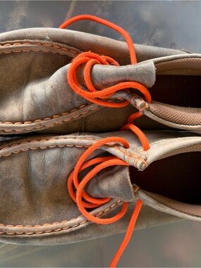Twisted X Kids Boat Shoes in Brown with Orange Laces